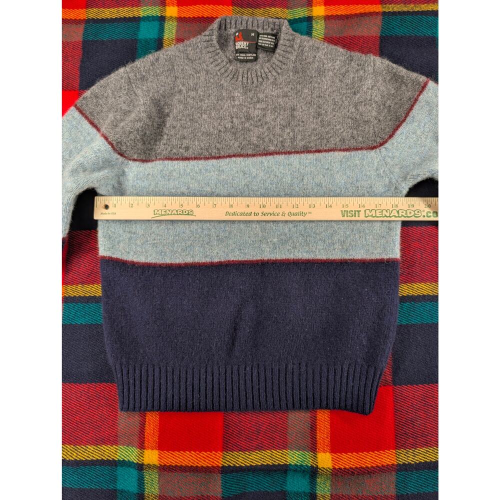 Vtg 80s Shetland Wool sweater men's medium Robert Bruce heritage colorblock blue - Picture 4 of 7